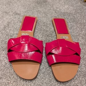 Zara Pink Tan Minimalist Sandals